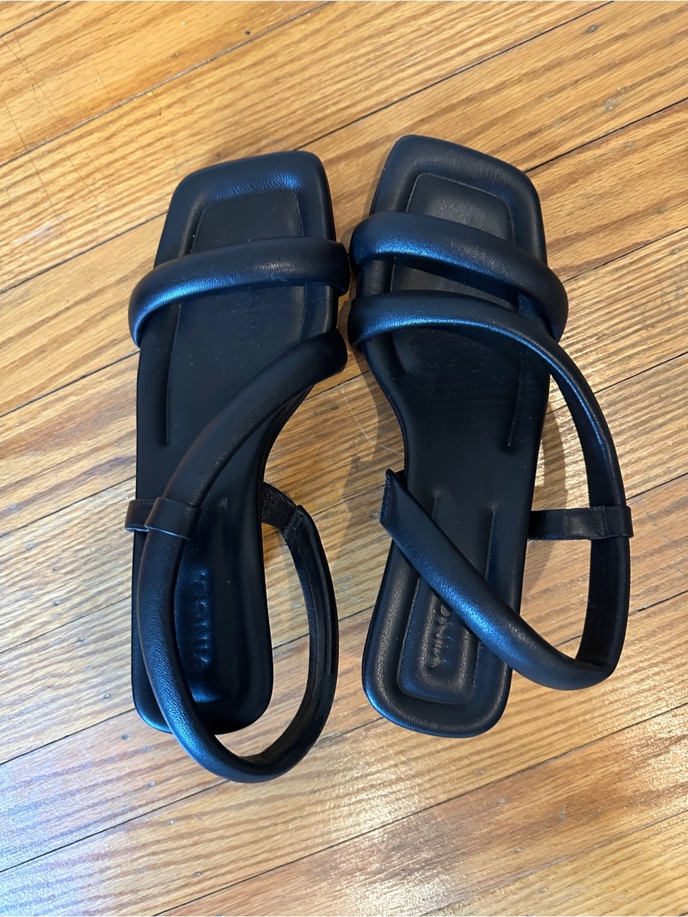 Vince Black Padded Strap Square-Toe Sandals